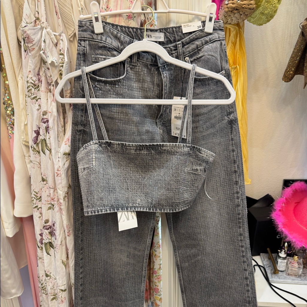 Zara Denim Sequin Set